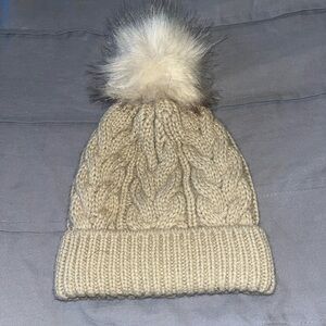 Cozy Tan Knit Beanie with Pom from GAP kids